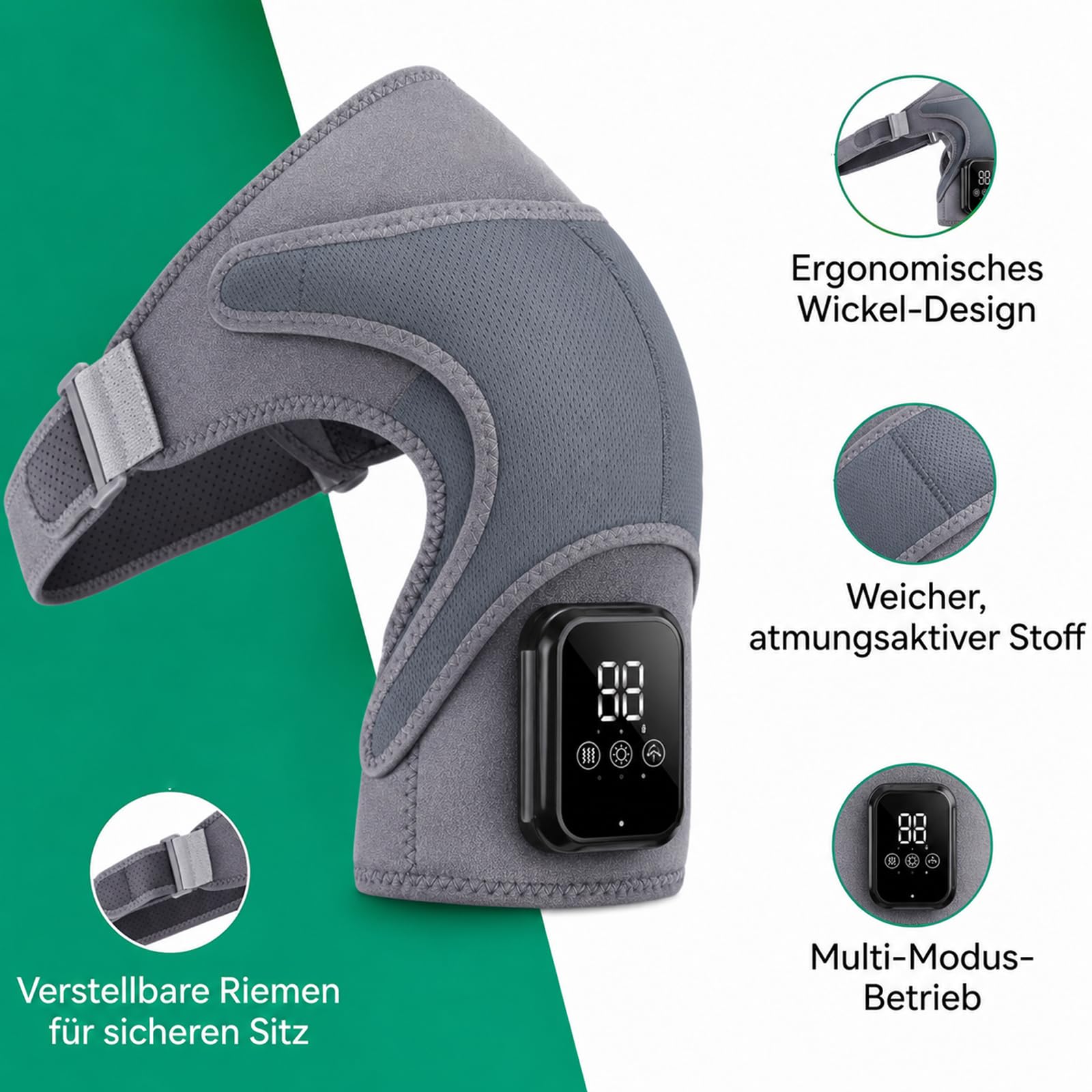 Relivera 3-In-1 Schultermassage, Schultermassagegerät Mit Dreifacher Massagefunktion, Lange Akkulaufzeit, Kabelloses Design, Verschiedene Massageprogramme