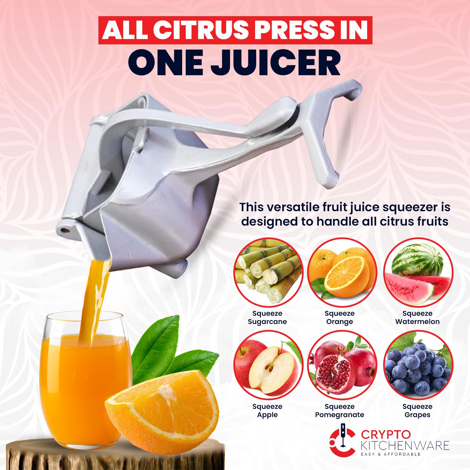 Buy Crypto Kitchenware- Hand Juicer for Fruits: Heavy Duty Aluminium Juicer  Machine: Mosambi-Pomegranates-Oranges Juicer Machine Hand-Squeeze with  Ease, Enjoy Fresh Juice! Online at Low Prices in India - Amazon.in