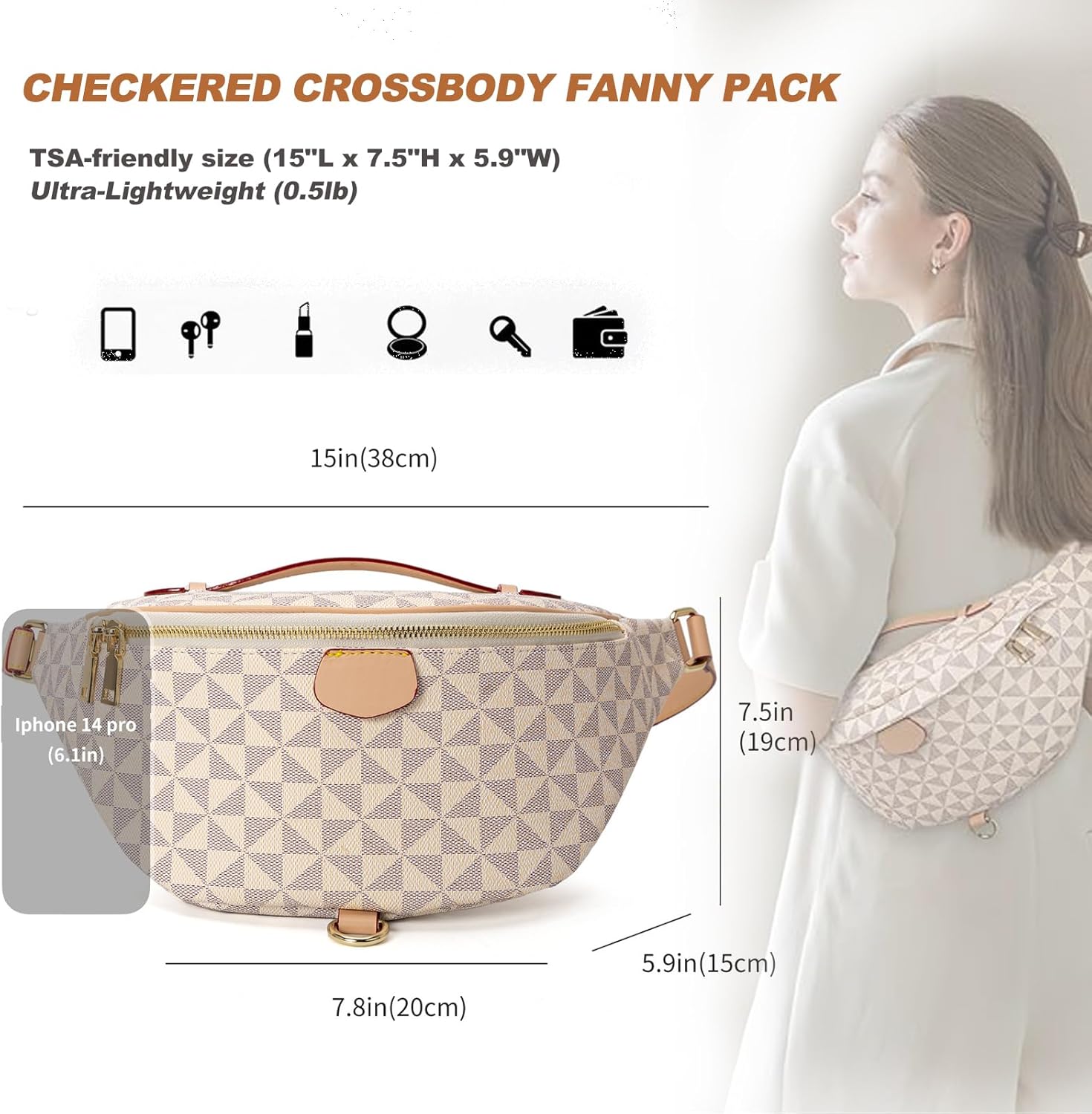 Versatile Women's Designer Fanny Pack - Sling Bag for On-the-Go Style & Travel - Perfect as Crossbody or Chest Bum Bag (Beige - B) - Image 3