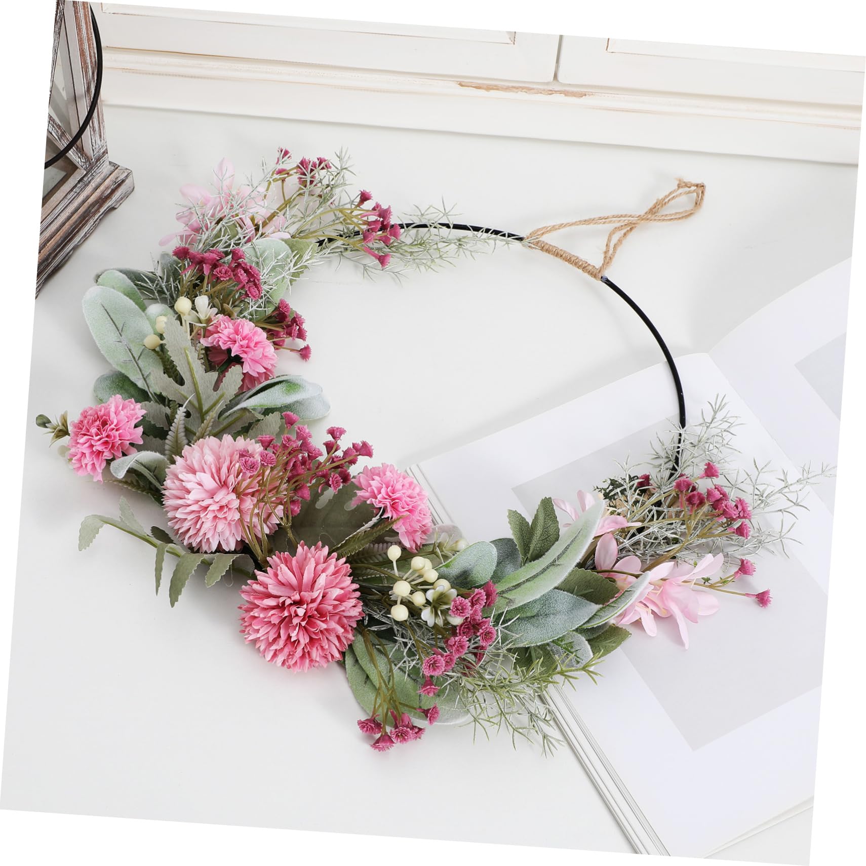 Zerodeko 2 Pièces Guirlande Artificielle Couronne De Feuilles Vertes pour Porte D'entrée Couronne Créative De Porte De Fleurs Artificielles s De Porte Rose Le Fer