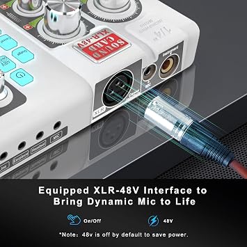 Podcast Equipment Bundle Audio Mixer With XLR Microphone Kit for Live Streaming, Podcasting, Recording, Gaming, PC, Guitar (White)