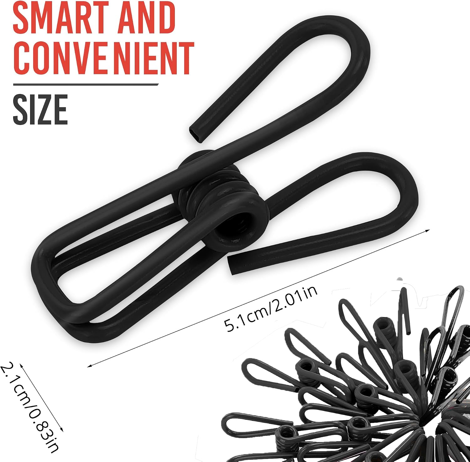 30 Pack Black Chip Bag Clips for Food - PVC 2 Inch Coated Sealer for Sealing Food - Paper Holder, Clothesline Clip for Laundry Hanging, Kitchen Bags, Multipurpose Clothes Pins image 2