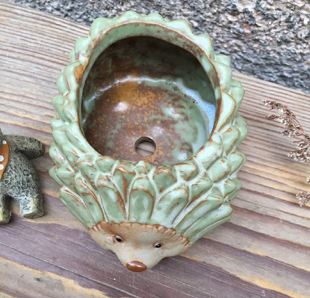 4er-Set Keramik-Sukkulententöpfe Mit Tiermotiv – Igel, Eule, Frosch, Schildkröte, Mit Drainage