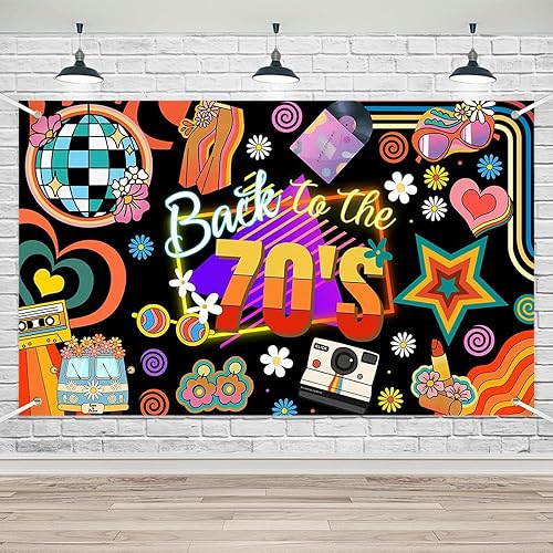 Lofaris Banner de los años 70 decoraciones de fiesta de regreso a los 70, fondo retro de fotografía con temática de discoteca para fiesta de