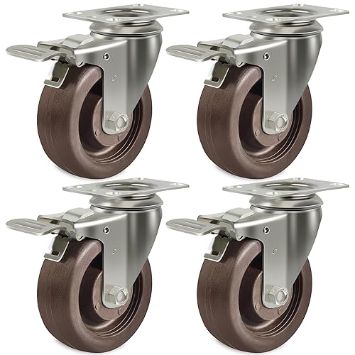 Miniatura 29 de 4 ruedas resistentes de 1.5 pulgadas, soporte de acero inoxidable para horno de alta temperatura, juego de 4 con capacidad de hasta 2800 libras