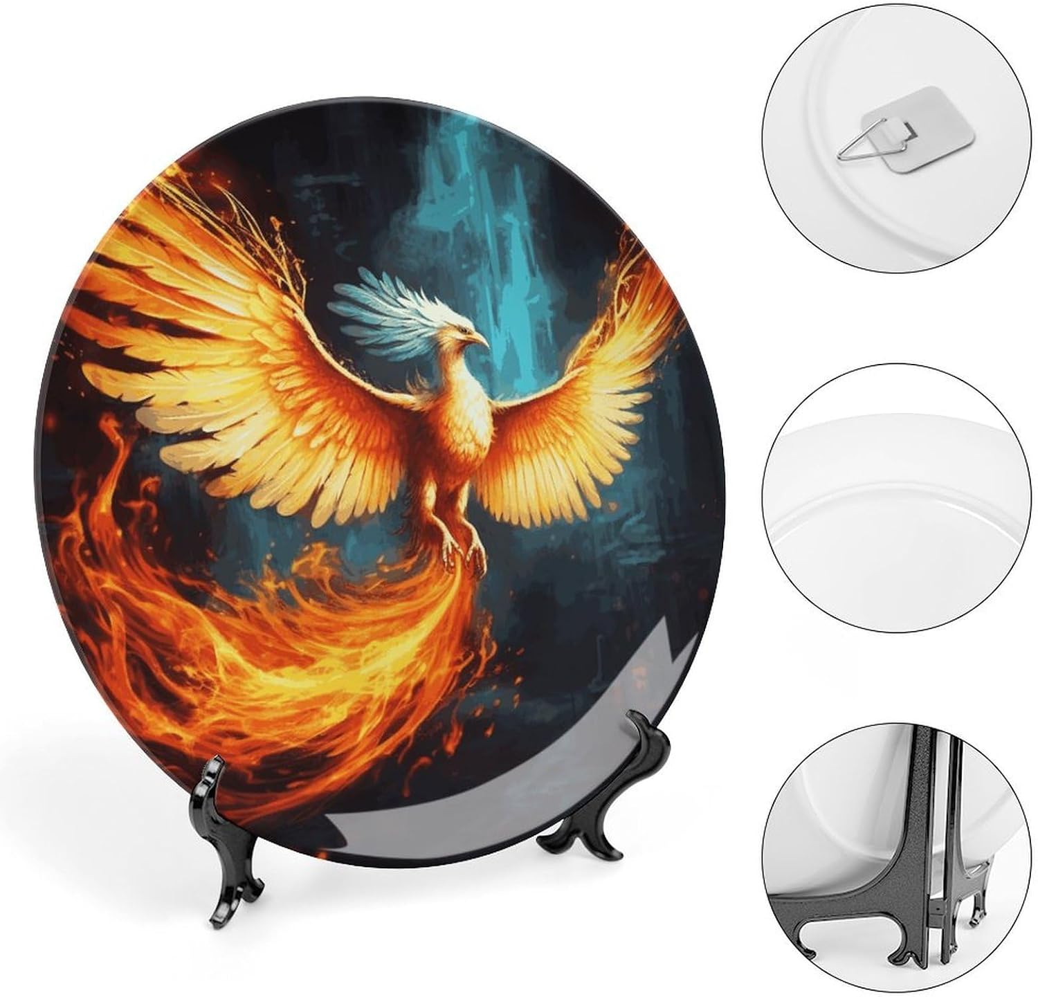 Beautiful Phoenix Bone China Decorative Plate Exquisite Ornamental Wall Hanging Platter 6/7/8/10 Inch Vintage Art Ceramic Decor Dish for Home Tabletop Decor Housewarming Gift image 4