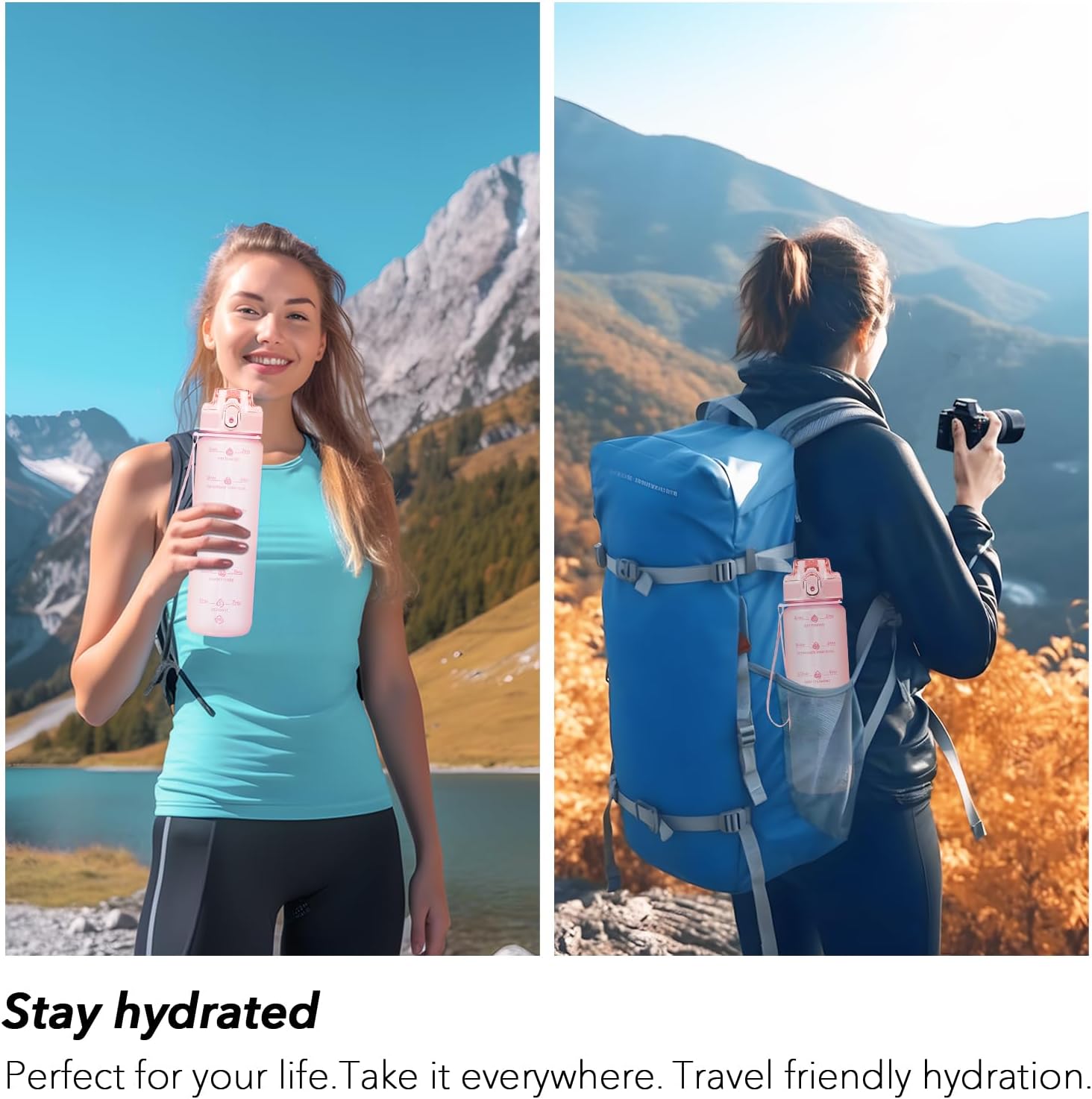 32oz Water Bottle with Time Marker, Motivational Drinking Bottle with Strap, BPA-Free Leak-Proof, Encouraging Water Bottle Time to Drink Water for Gym School Office Travel - Image 6