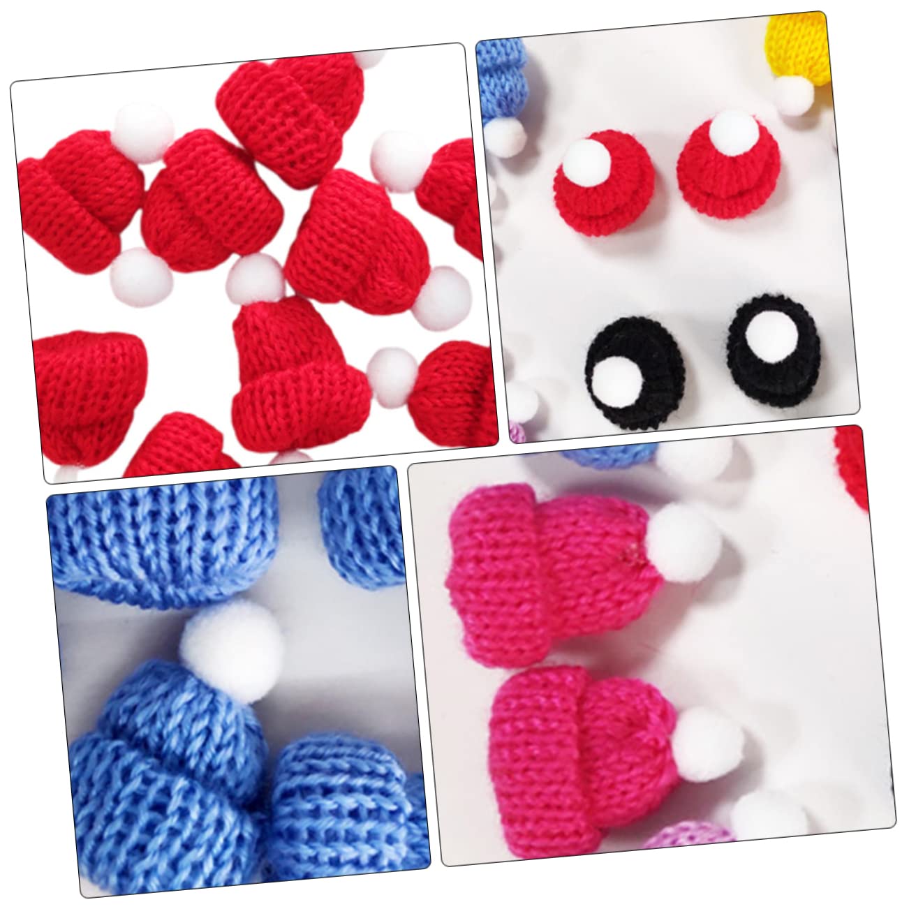 30 Mini Bonnets De Noël Tricotés - Couleurs Aléatoires - Pour Décoration Sapin, DIY, Bijoux, Cadeaux - 5