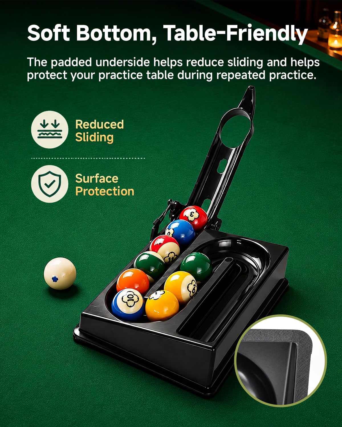 Rocalt Pool Ball Rack Training Tool, 15 Ball Holder and Dispenser | Single-ball release, organized practice setup, compact storage, for billiards drills, home game rooms and pool table training