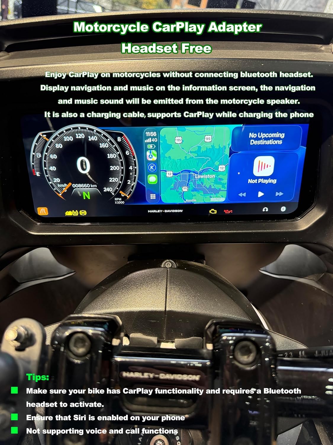 Câble d'activation USB-A vers USB-C CarPlay pour charge de moto, adaptateur de dérivation automatique pour casque Android, permet CarPlay sur Harley/Indian/Goldwing sans casque, 5 m/noir