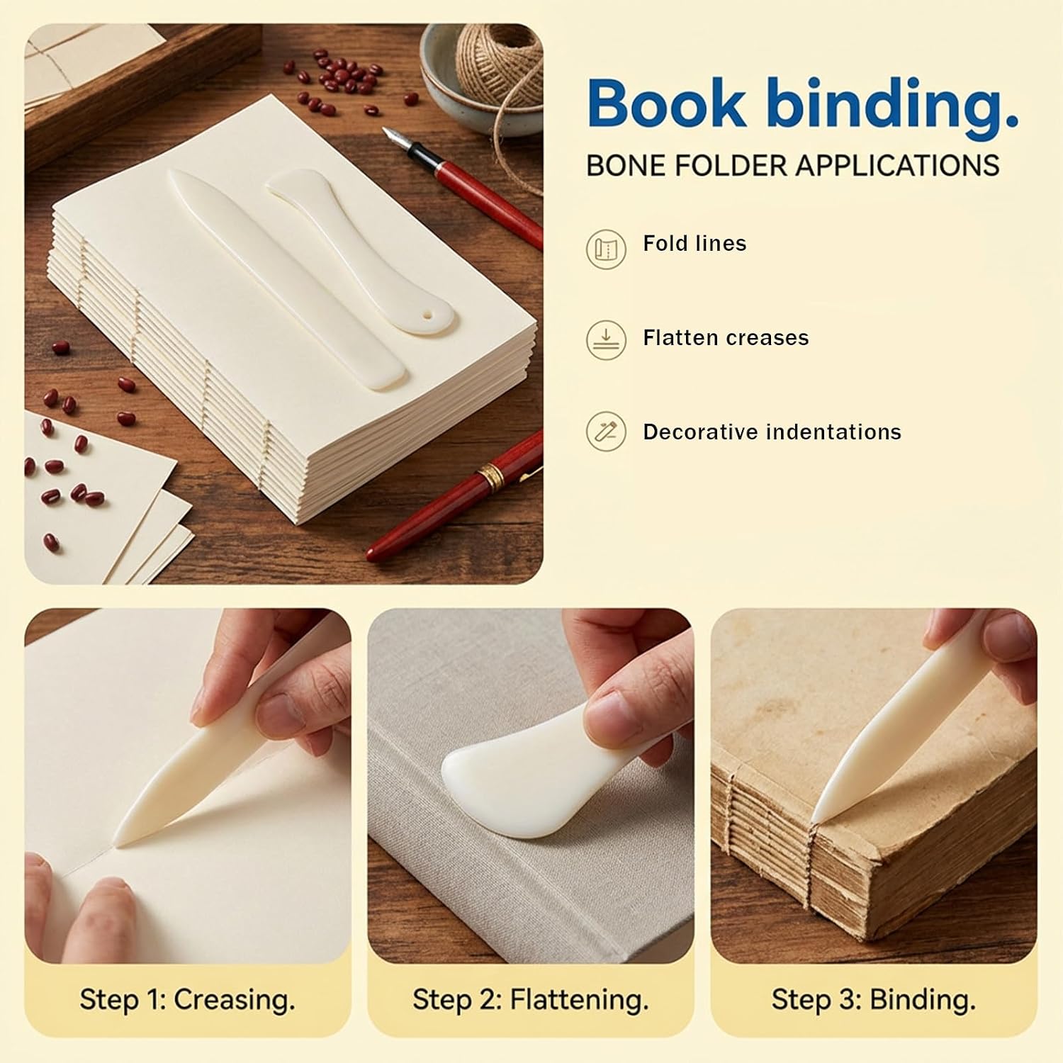 JJUNW 8 Pcs Bone Folder Tool, Crease Makers Paper Folding Tool Plastic Paper Creaser, Book Binding Folding Bookbinding Tools for DIY Handmade Leather Burnishing Bookbinding Scrapbooking