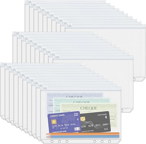 Antner - 30 unidades de bolsillos para carpeta A5, insertos para planificador de presupuesto de 6 agujeros, sobres para rellenado de efectivo para