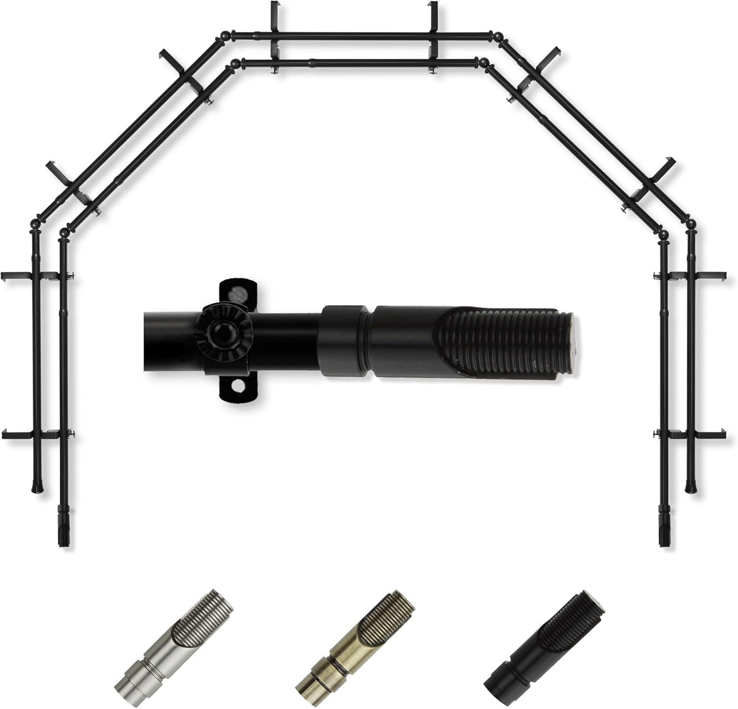 A&F Rod Décor - Cylinder 13/16" 5-Sided Double Bay Window Curtain Rod - Antique Brass