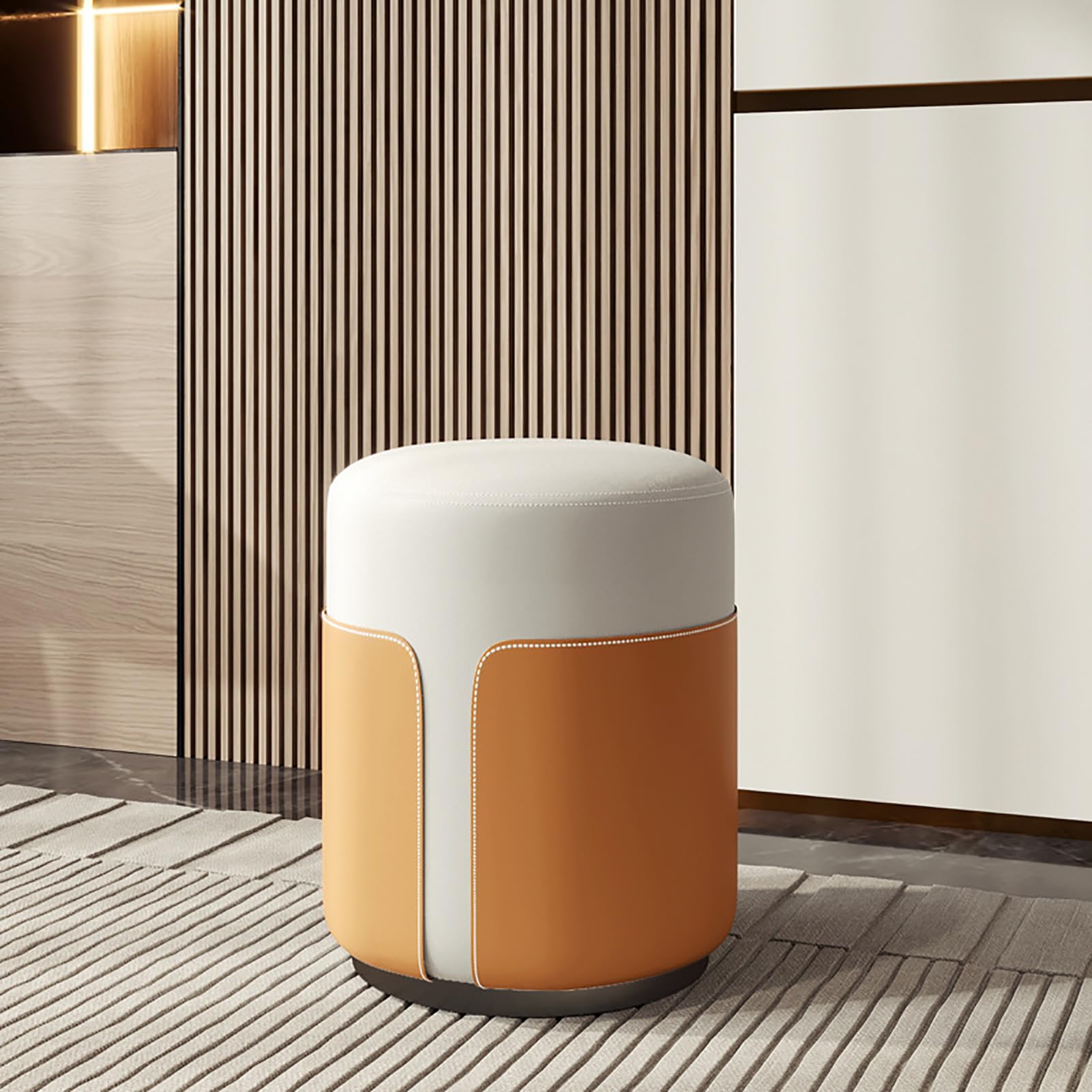 Repose-pieds rond orange pour sublimer votre chambre