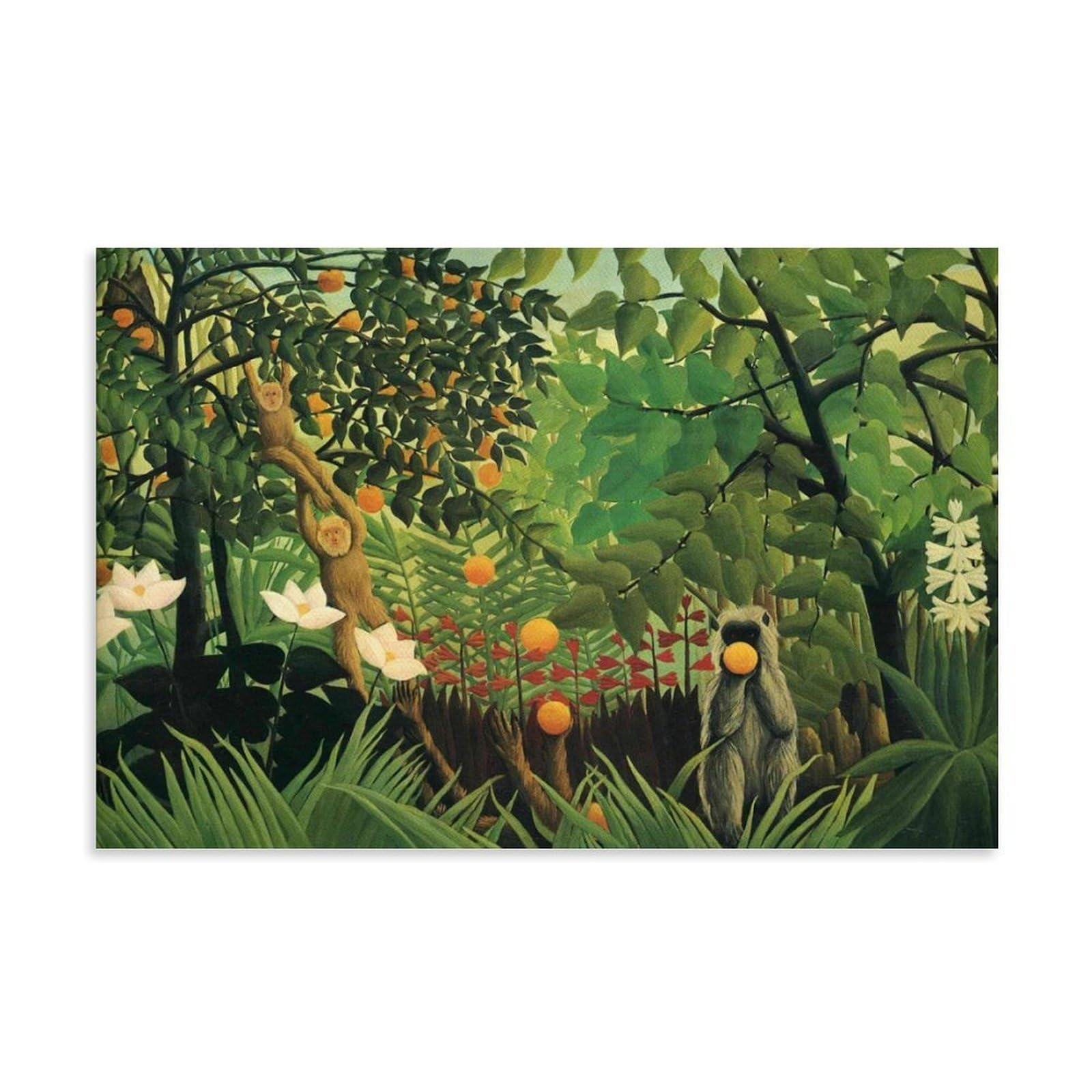 FFYunXia Henri Rousseau Prints Wall Art Paintings Poster Monkeys In The Jungle Painting On Canvas Wall Art Picture Print Living Room Walls Decor Homes Unframe 12x18inch(30x45cm)