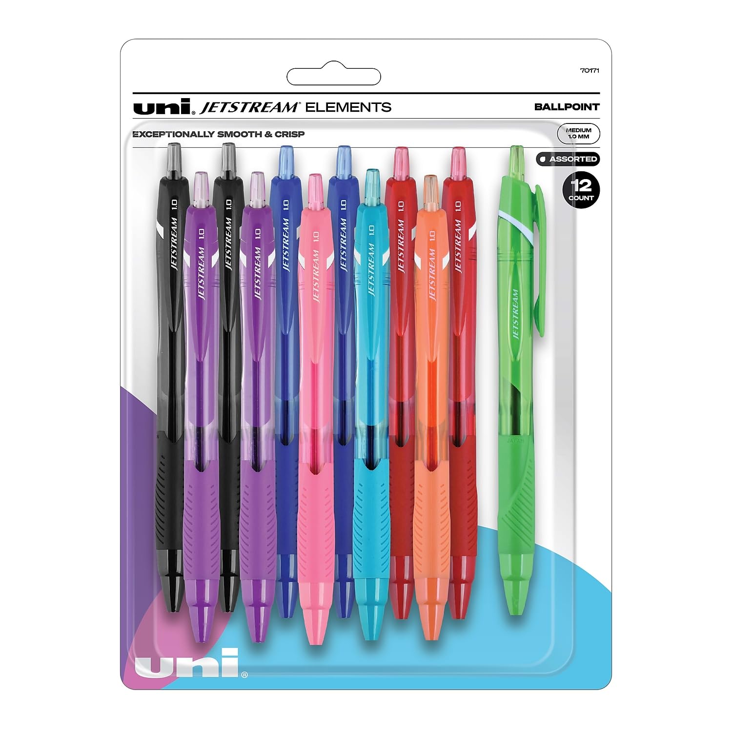 Jetstream Elements Ballpoint Pen, Retractable, Medium 1 mm, Assorted Ink and Barrel Colors, 12/Pack