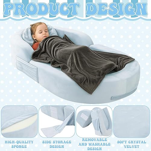 Miniatura 4 de Cama y silla de viaje para niños pequeños, cama plegable y portátil para niños pequeños para interiores y exteriores, cuna con funda de tela