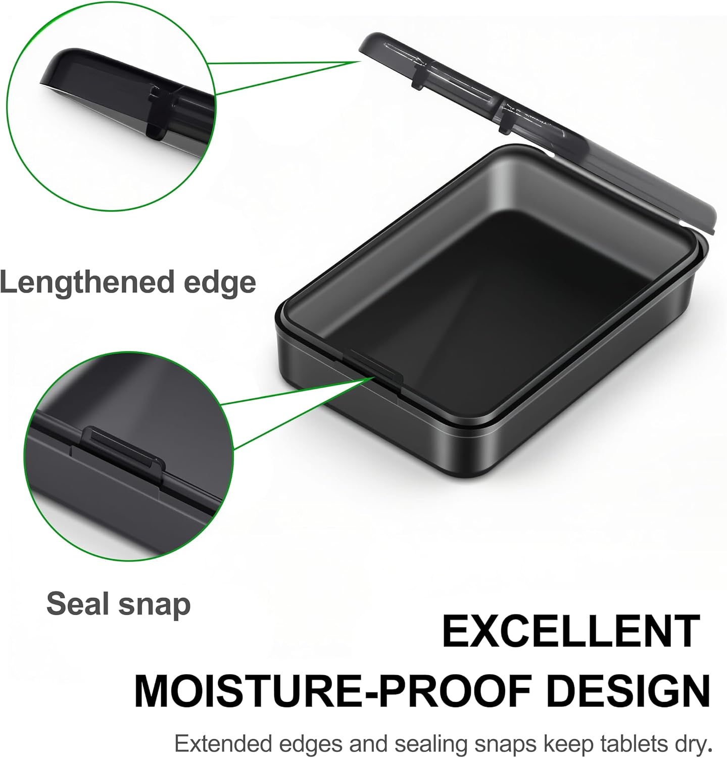 6 PCS Small Pill Box, Tiny Pill Case,Mini Clear Plastic Storage Containers Cute Travel Pill Organizer Case Portable for Pocket Purse Briefcase (Black)