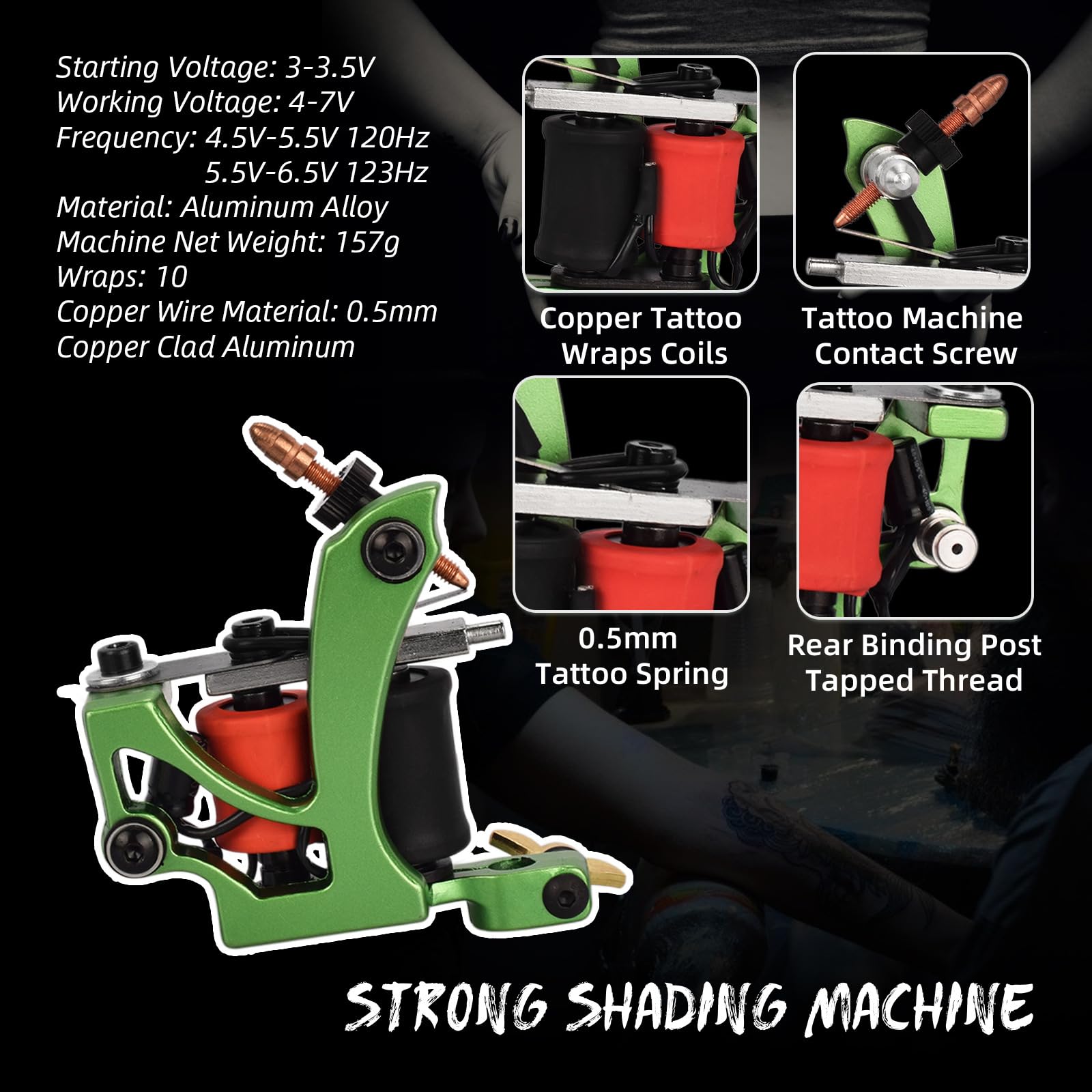 Kit di macchine per tatuaggi bobina - Set di doppia macchina completa per fodera e ombreggiatura con alimentazione, pedale e forniture di tatuaggi,B