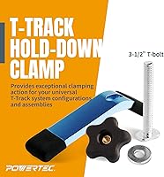Vista 2 de POWERTEC 71168-P3 T-Track Abrazaderas de sujeción, 5-12 pulgadas de largo x 1-18 pulgadas de ancho, paquete de 6