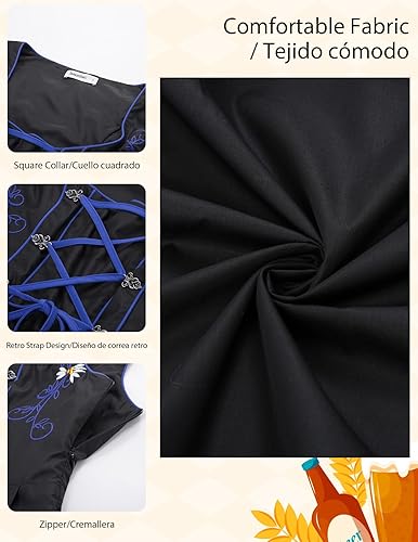 Miniatura 3 de JASAMBAC - Vestido de mujer de 3 piezas, disfraz para Oktoberfest, festival de cerveza bávara alemana