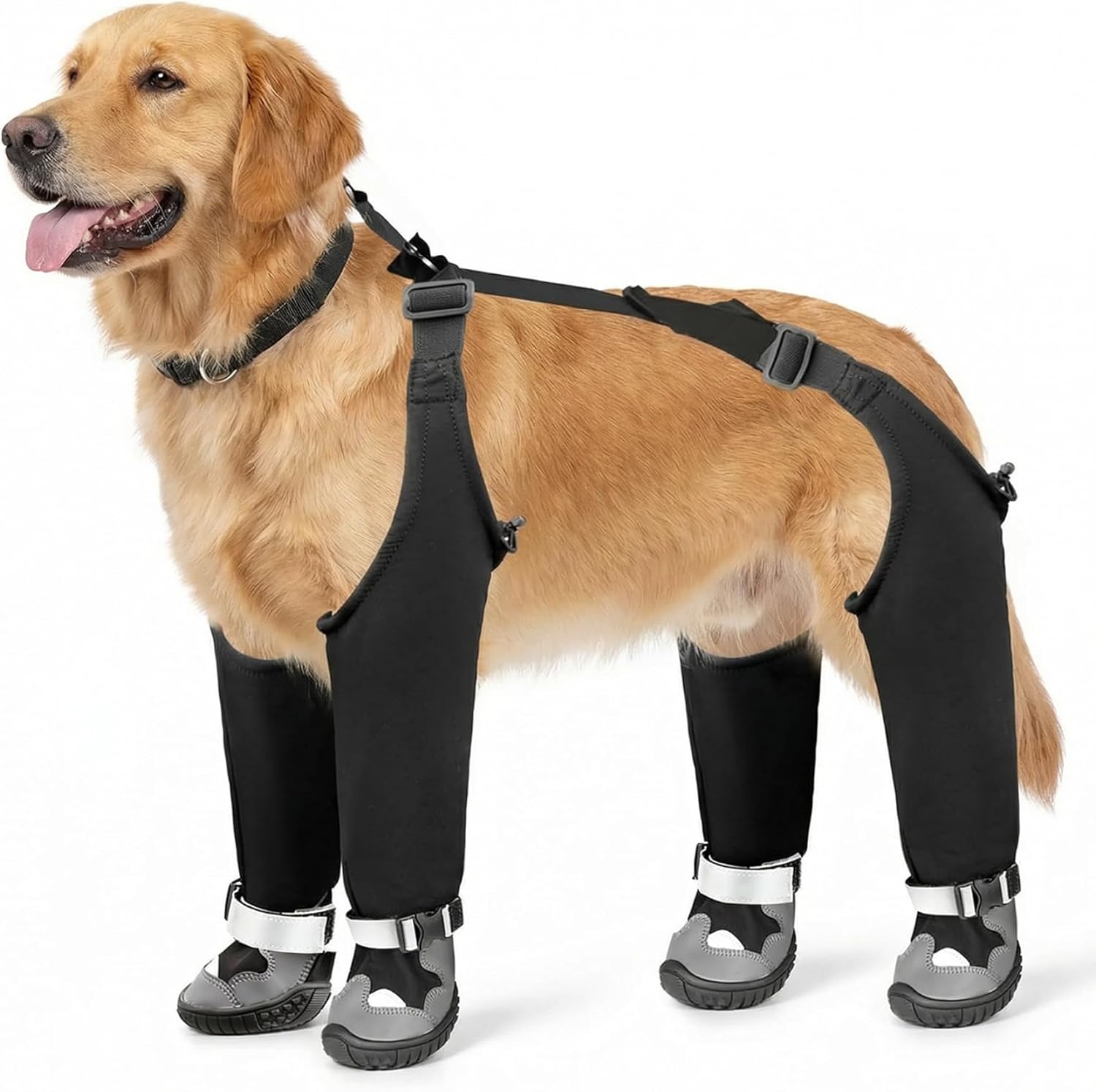 Dog Boots with Suspenders, Waterproof Anti Dirt Dog Suspender Boots, Anti-Slip Adjustable Pants for Outdoor Walking & Paw Protectors, XL, Suspender for Dogs