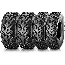 MaxAuto 25x8-12&25x10-12 ATV UTV Tires, All-Terrain Tires with Aggressive Directional Tread Bars for Deep Rut Traction, Load Range C, Set of 2