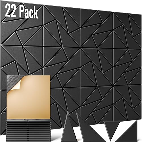 Miniatura 37 de 12 paneles acústicos autoadhesivos, paneles de espuma a prueba de sonido de 12 x 10 x 0.4 pulgadas para paredes, paneles de pared hexagonales