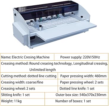 3-in-1 Electric Creasing Machine Paper Folding Perforator Point line creasing machine with Magnetic Backstop for Indent Documents Photos Invitations