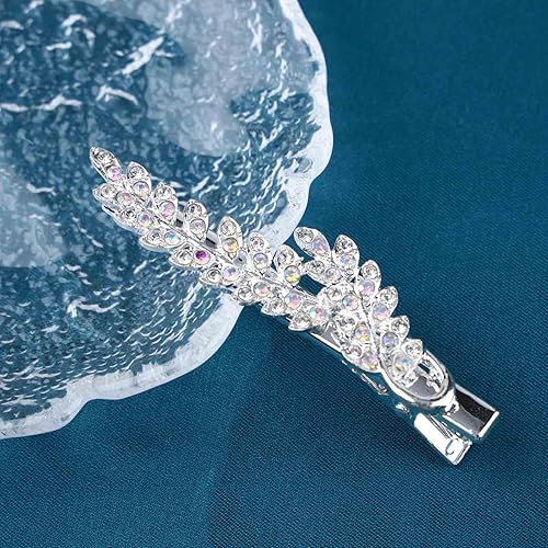 Miniatura 3 de Pinza para el pelo de boda de cristal bohemio con diamantes de imitación, pasador de pelo plateado con circonita cúbica pequeña, pinzas vintage para