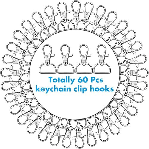 Miniatura 16 de anezus - 80 ganchos de clip para llavero, clip de anillo D para hacer llaves, fabricación de cordones, accesorios para bolso, manualidades
