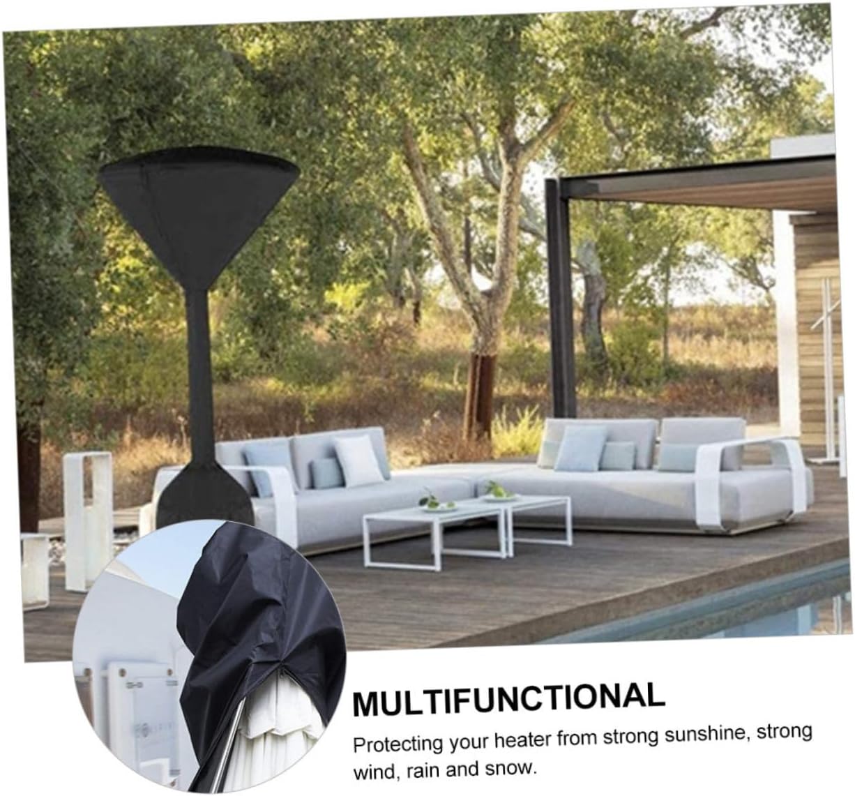 Happyyami Patio Heater Cover Durable Zippered Outdoor Heater Protector Heavy-duty Uv-resistant Fits for Garden and Patio Use