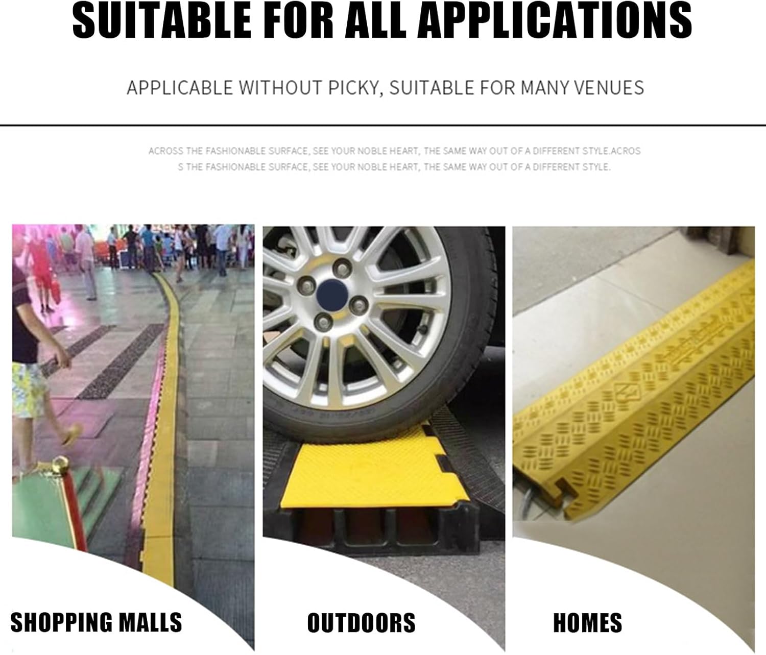 Cable Protector - Rubber Cord Ramp for Traffic Safety | Multifunctional Bump Cover with Slip Resistant & Construction for Indoor, Outdoor, Road, Warehouse and Concrete Use