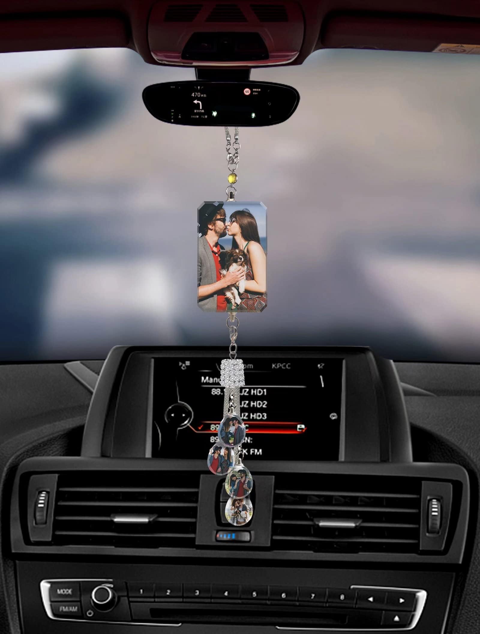 Car pendant, fashion car interior pendant gifts, lucky crystal car interior, photo customization for driving her/him