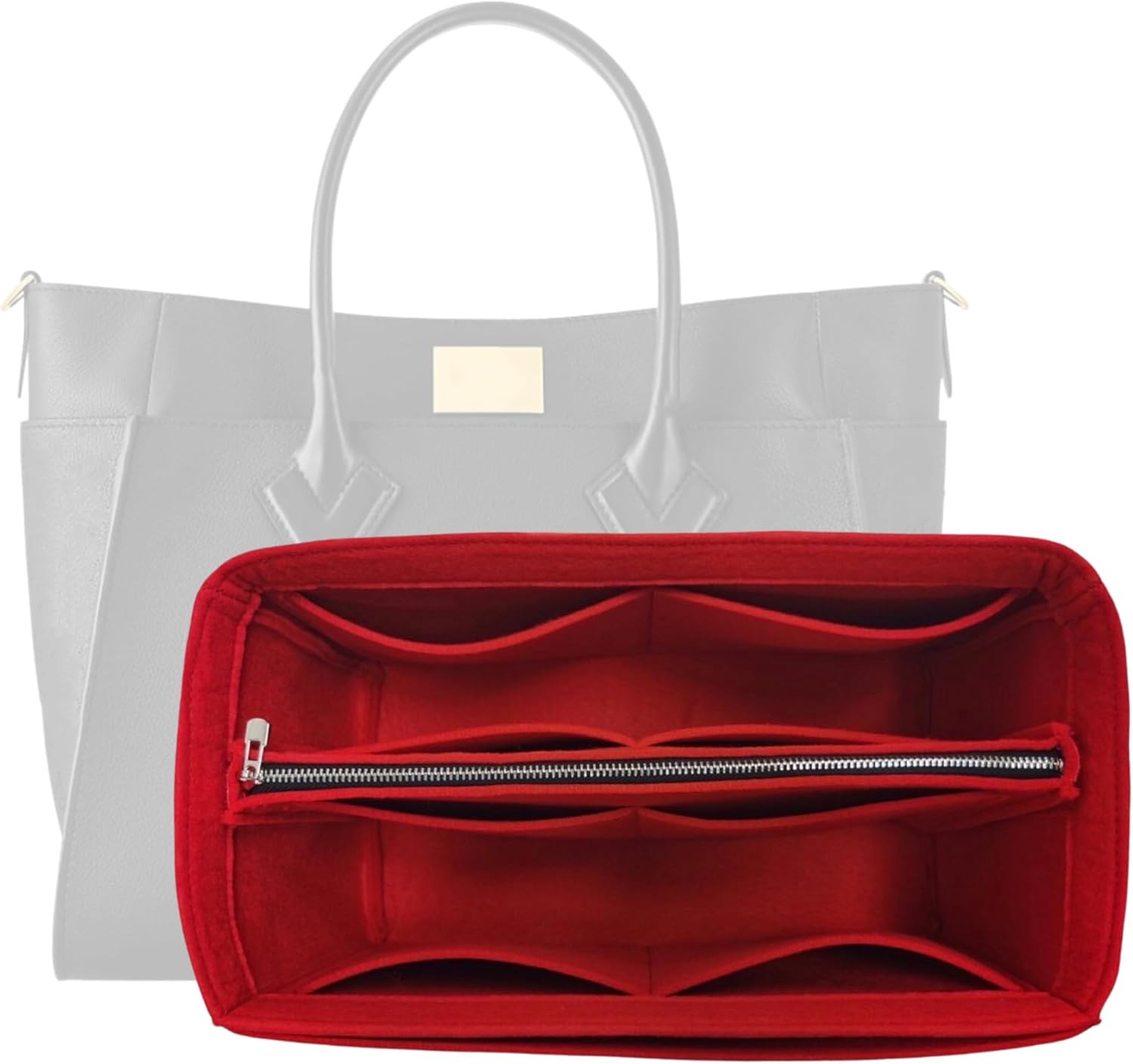 Divitize Premium Purse Organizer for On My Side MM Insert, fits Lv On My Side PM Bag Organizer, Handmade Snug Sturdy Insert 2mm Thick Felt with Gold Zipper (For On my Side PM, Navy)
