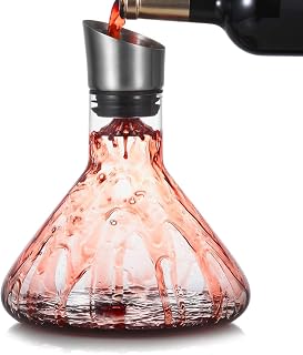 Cooko Aireador Decantador de vino,Jarra de Respiración de Vino con Tapa de Vertido,Vidrio Soplado a Mano,Accesorio de Vino de Lujo para Regalo (1200 ml)
