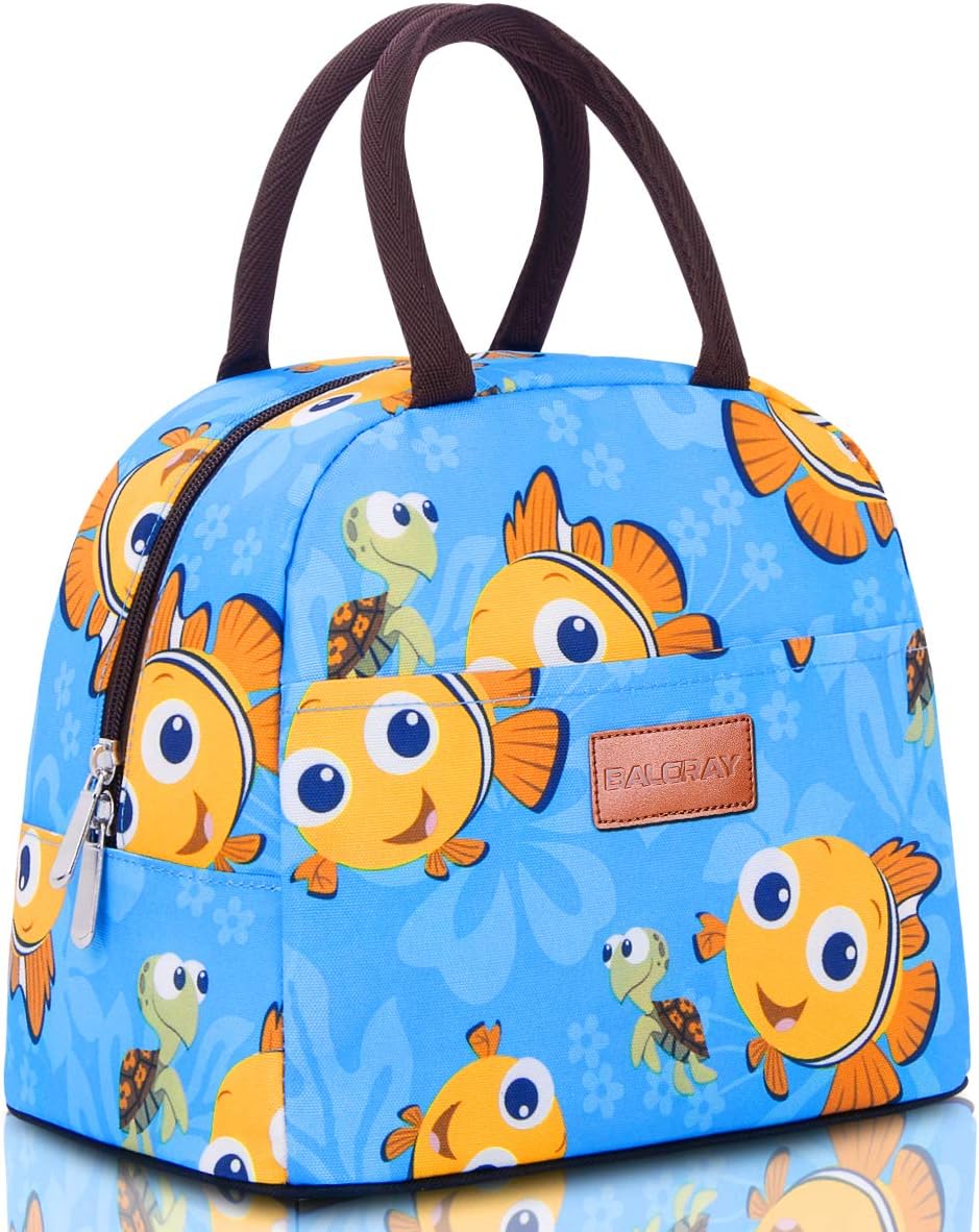 BALORAY Lunch Bag Tote Bag Lunch Bag for Women Lunch Box Insulated Lunch Container (Blue with Goldfish)