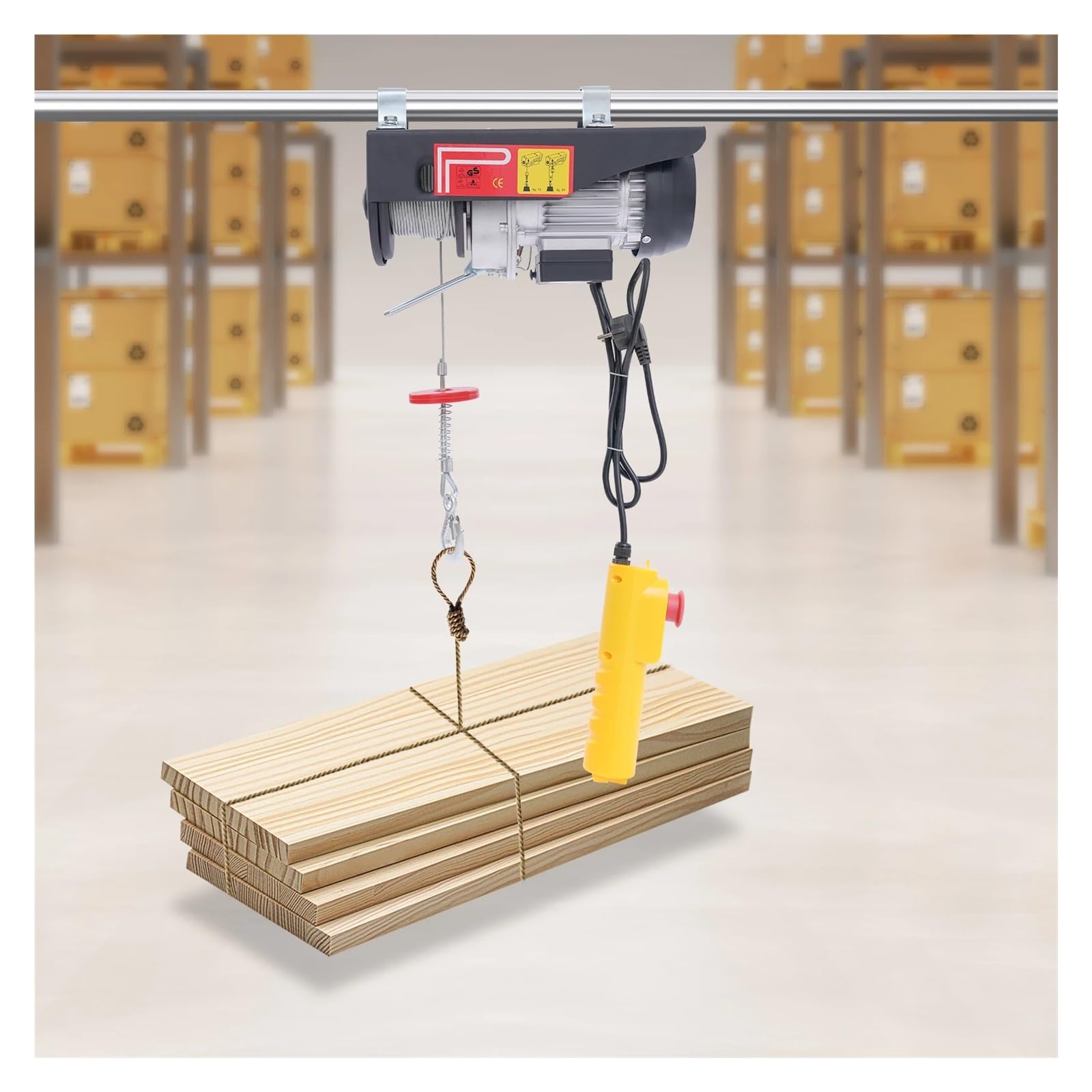 Polipasto eléctrico 550W 250Kg Control remoto con cable Cabrestante de resistente Herramienta elevación motor aluminio Montacargas eléctrico