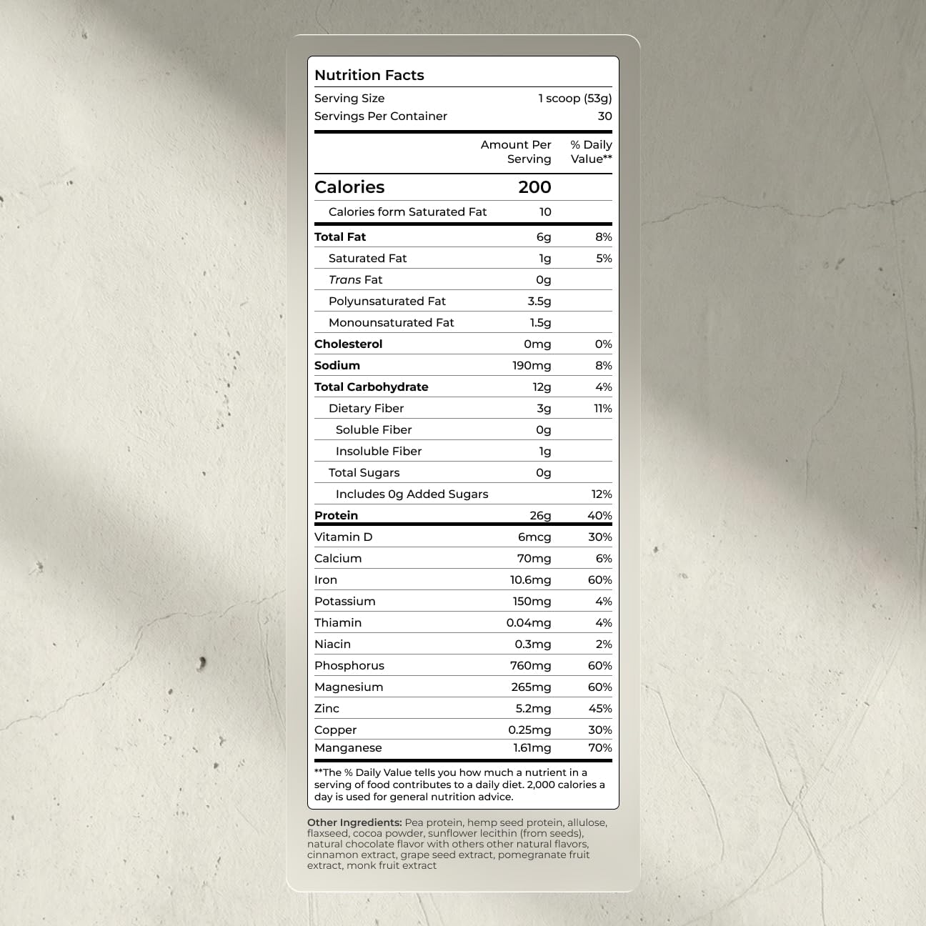 Blueprint Bryan Johnson Chocolate Protein Powder – Vegan Plant-Based Supplement with Cocoa Powder – Clean Ingredients – 26g Protein per Serving – Non-GMO – 30 Servings - Image 2