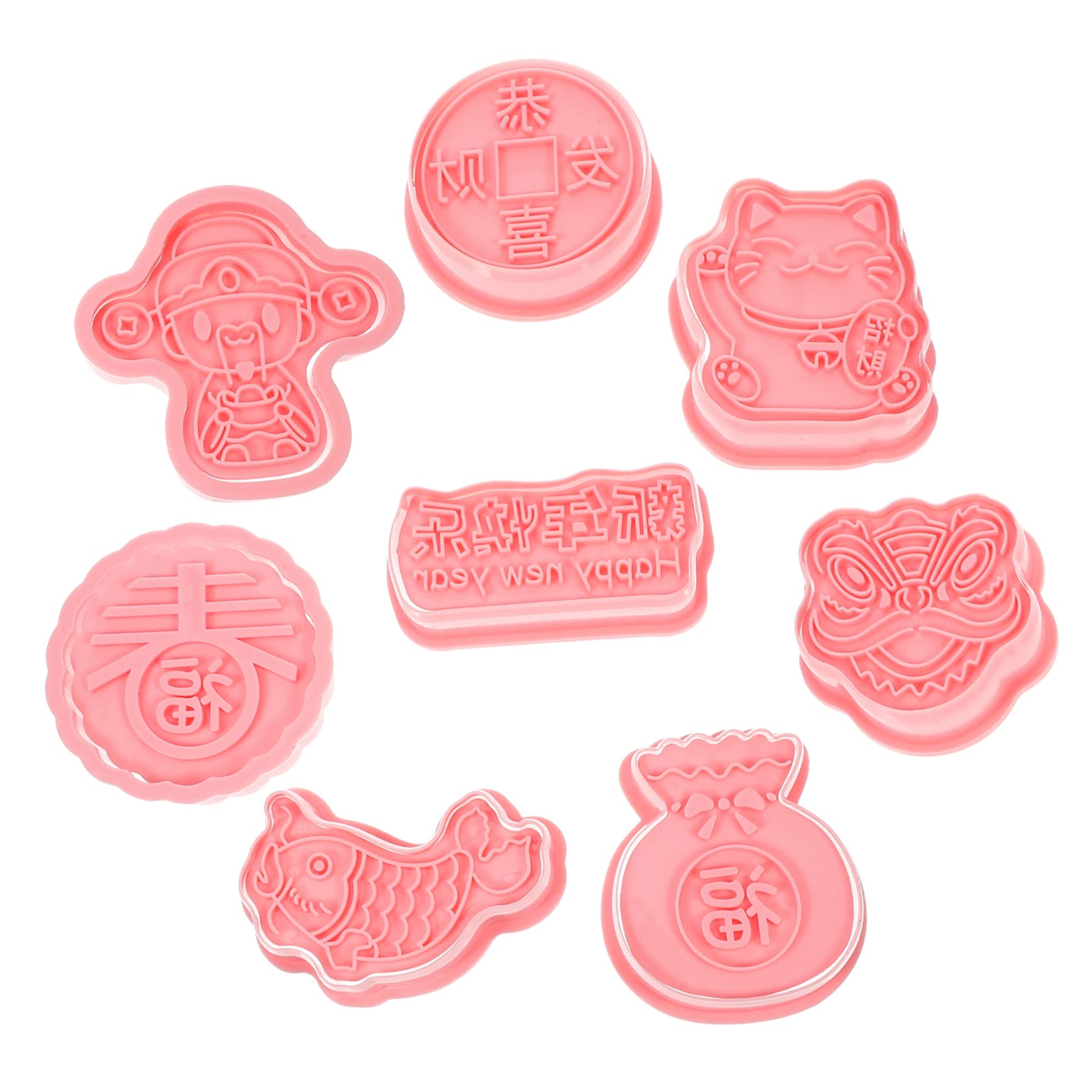 TOPBATHY 32 Pièces Pochoirs Du Nouvel An Biscuit Pratique Moules à Biscuits Décoratifs Biscuits Faits Maison Coupeurs De Gaufrage D'animaux Emporte-pièces Réutilisables Plastique Rose