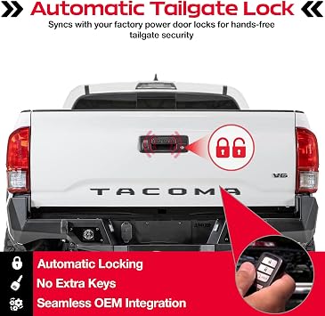 Pop & Lock Toyota Tacoma Tailgate Lock Power Tailgate Anti-Theft Lock with Plug & Play T-Harness Fits Tacoma/Tundra 2016-2023 Models (PL8547TAC)