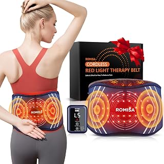 Cordless Red Light Therapy Belt & Back Massager for Relief, Infrared Light Therapy Vibration Rechargeable, Red Light Therapy Device for Body Massage for Back Waist.