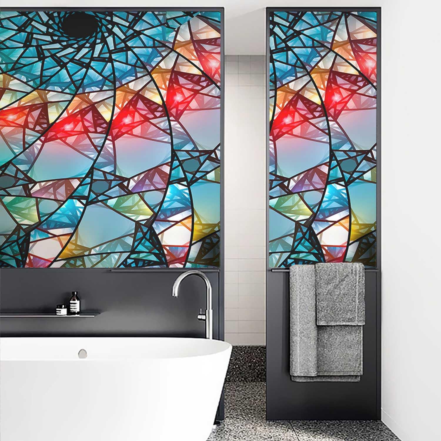 3D Abstrakte Fensterfolie Sichtschutzfolie Milchglas Fensterfolie Selbstklebend Abnehmbar Statische Fensterfolie Blickdicht Fensteraufkleber Für Duschtür Küche Schlafzimmer Büro,B,90x200cm
