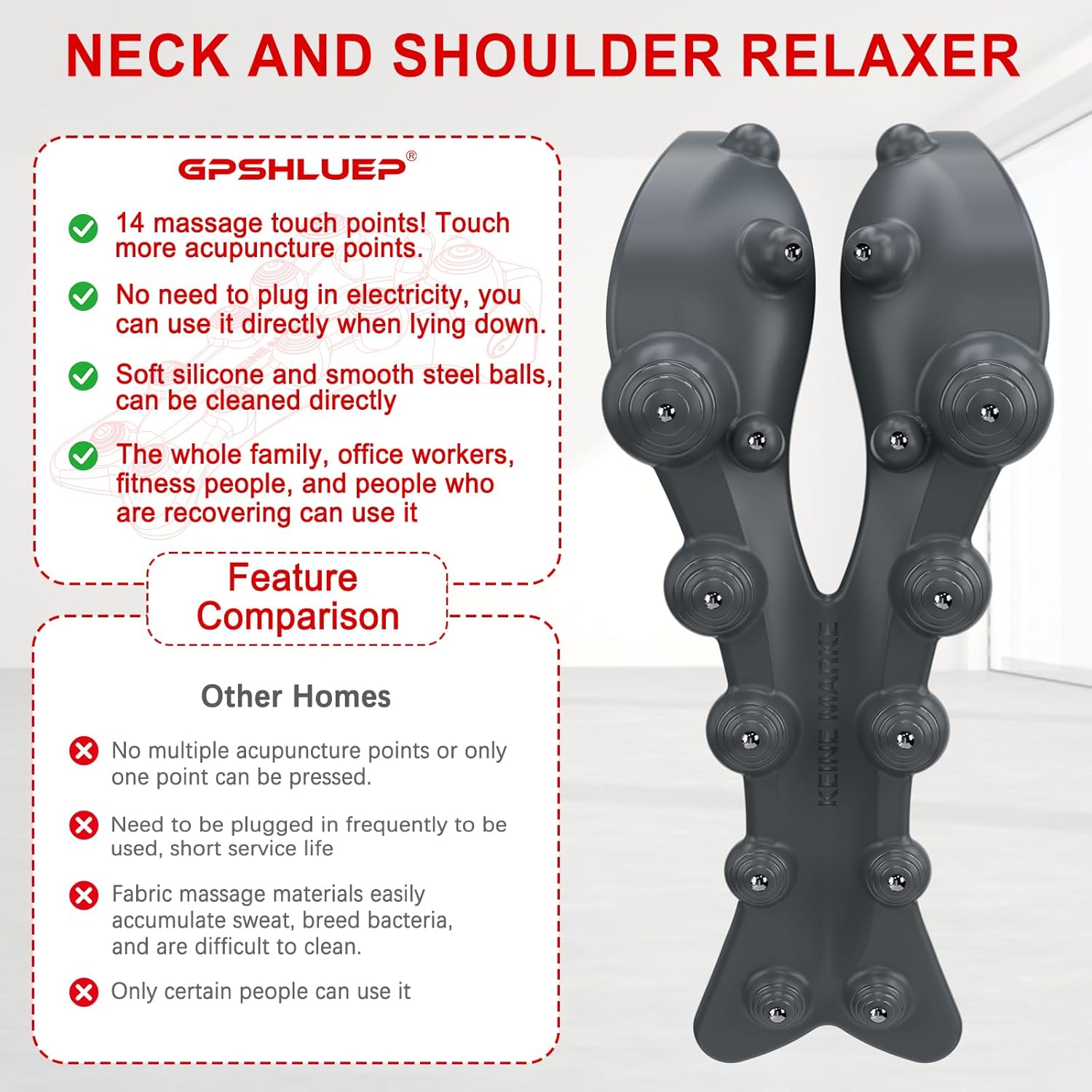 Trapezius Trigger Point Massager, Occipital Release Tool, Cervipoint Trigger Point Massager Silicone, Relieve Pain in The Diamond Shaped Muscles of The Neck and Upper Back (Black) - Image 6
