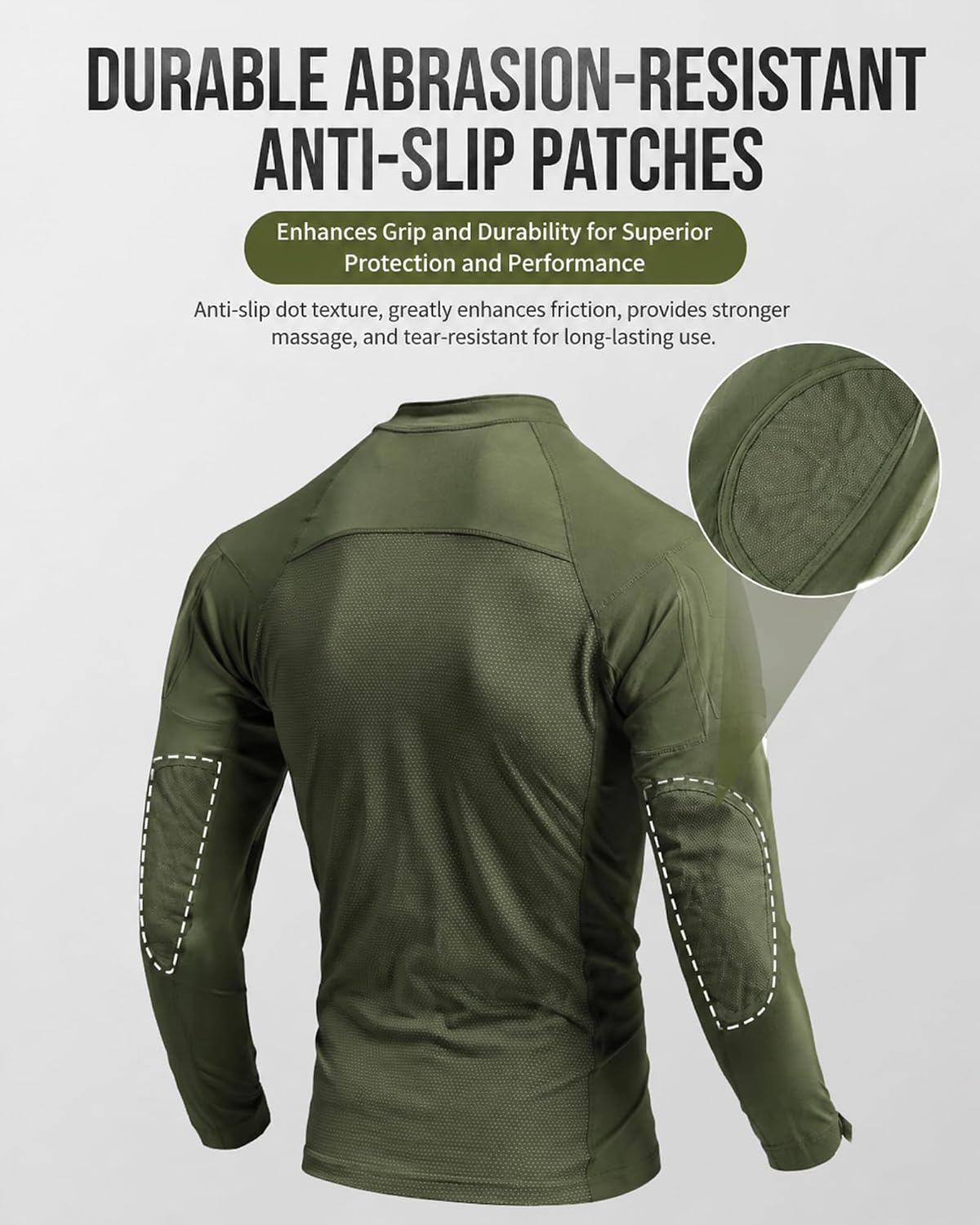 Men's Tactical Long Sleeve Combat Shirt 1/4 Zip Cotton Knitted Top | Lightweight Slim Fit Breathable Military Army Shirt|Outdoor Hiking Fishing Airsoft Paintball|Elbow Protection
