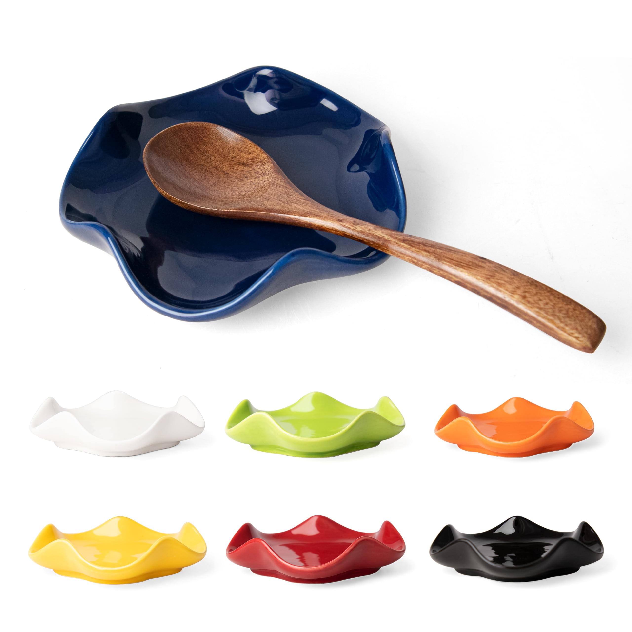 Spoon Rest for Stove Top, 5.3 Inch Ceramic Spoon Holder for Kitchen Counter