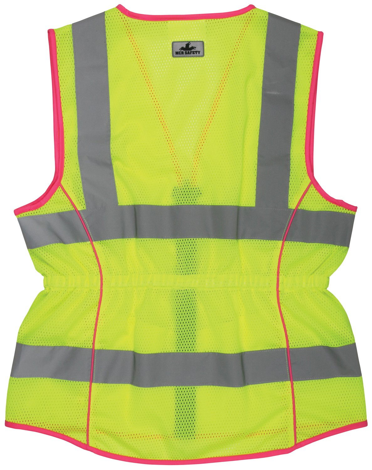 MCR Chaleco de seguridad para mujer, clase 2, rayas reflectantes plateadas, cierre frontal