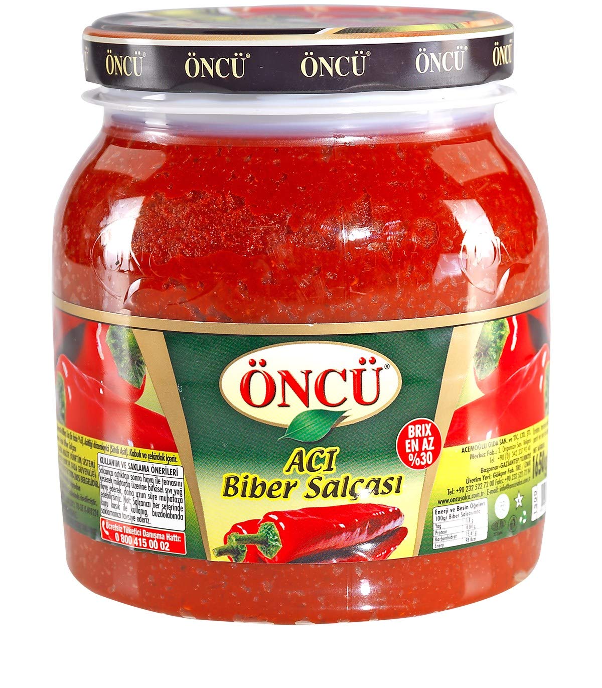 Öncü Acı Biber Salçası Pasta de pimiento picante 1650 g