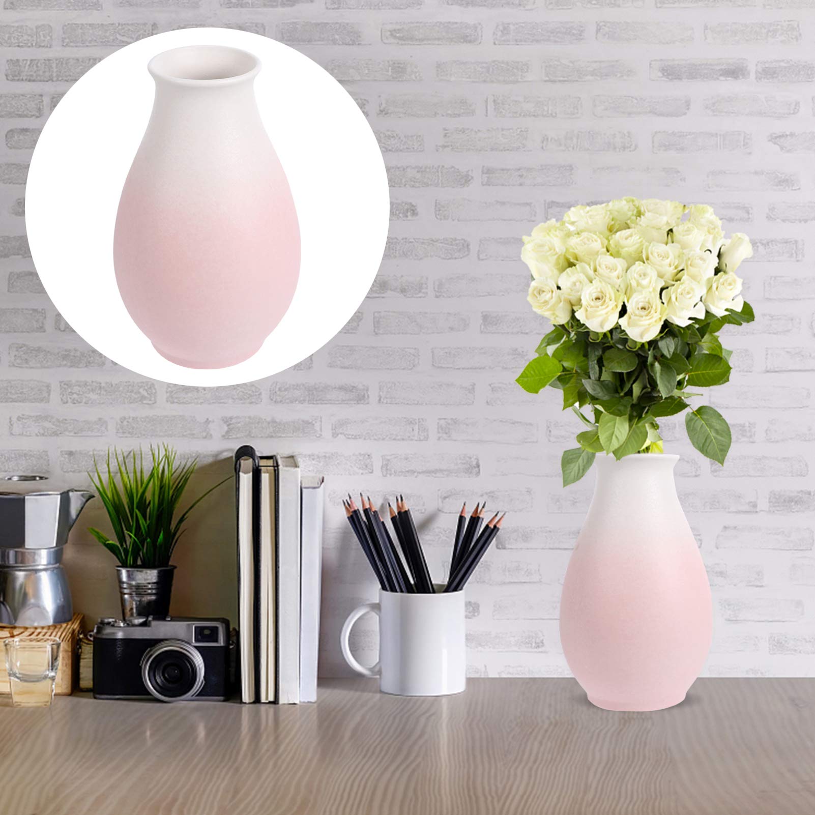 Vaso da Arredamento in Ceramica Opaca Sfumata Rosa