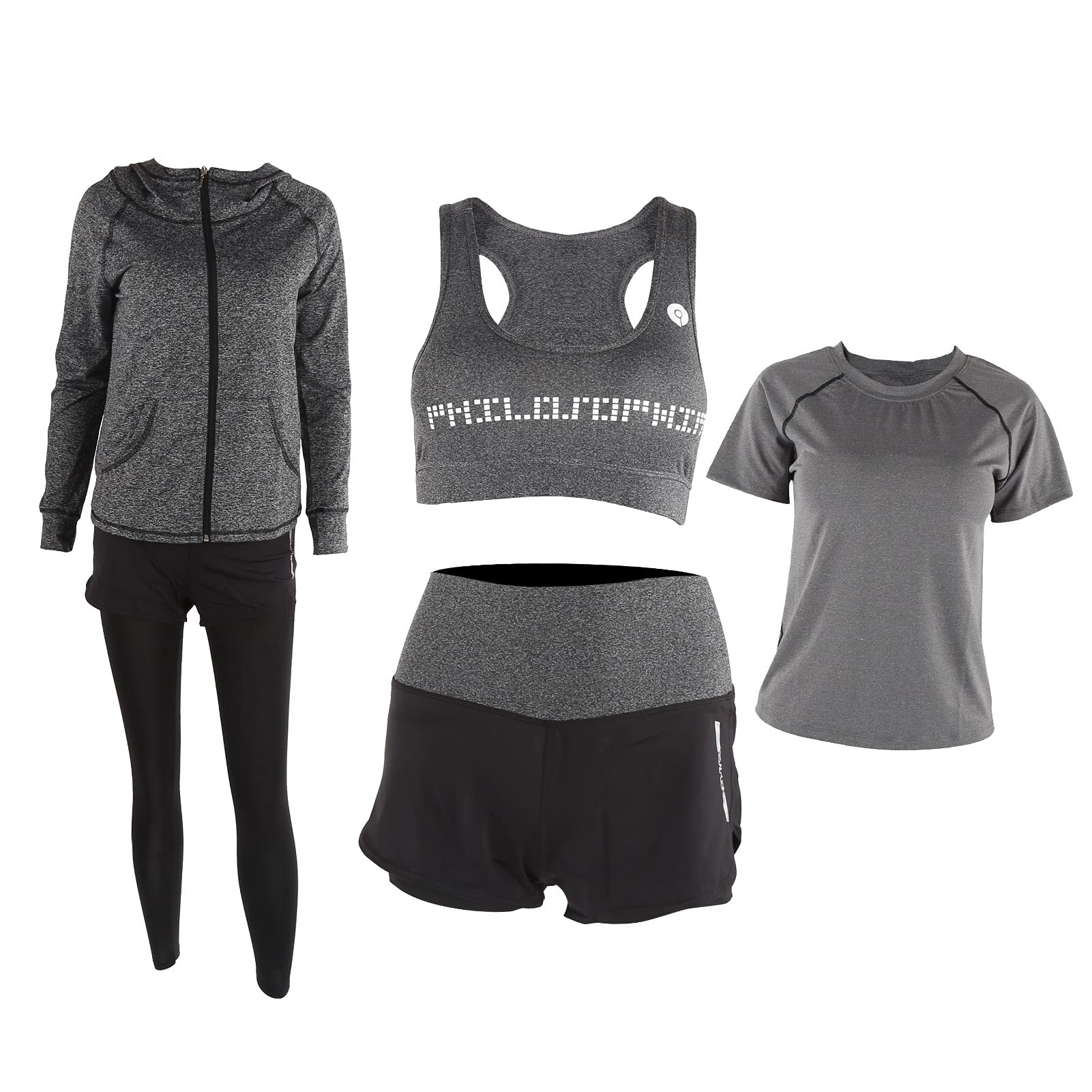 Set da Yoga da Donna 5 Pezzi, Comodo Abbigliamento Sportivo Elasticizzato per Yoga e Fitness, Materiale in Poliestere Ad Asciugatura Rapida, Adatto per L'allenamento e L'uso Quotidiano